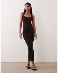 ASOS - Scoop Front Racer Seam Detail Midi Dress - Lyst