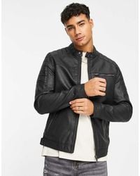 Jack & Jones - Essentials Faux Leather Racer Jacket - Lyst