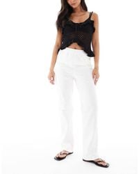 Miss Selfridge - Jeans Dritti Lavaggio Écru Con Vita Elasticizzata - Lyst