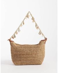 ASOS - Straw Crochet Shoulder Bag With Shell Charm Strap - Lyst