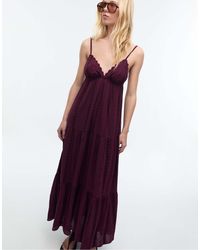 Stradivarius - Robe longue ample avec dos nu - bordeaux - Lyst