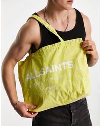 AllSaints - Bolso tote verde cítrico con diseño ácido underground - Lyst