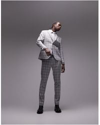 TOPMAN - Slim Fabric Interest Checked Suit Jacket - Lyst