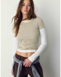 Stradivarius - Basic Slim Fit Striped T-shirt - Lyst