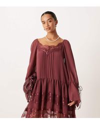 ASOS - Asos Design Petite Long Sleeve Sweetheart Neckline Mini Dress - Lyst