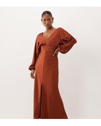Forever New - Satin V Neck Batwing Slit Front Maxi Dress - Lyst