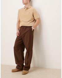 ASOS - Pantalon à enfiler large et élégant en laine mélangée à taille élastique avec fines rayures - camel - Lyst