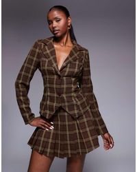 Kaiia - Exclusive 90S Heritage Check Fitted Blazer Co-Ord - Lyst