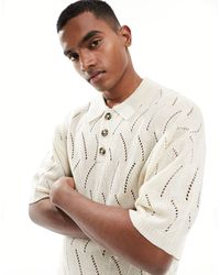 ASOS - Oversized Knitted Pointelle Polo - Lyst