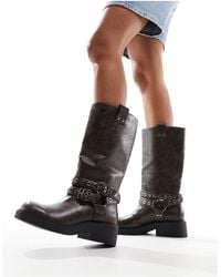 Bershka - Buckle Detail Calf Length Boots - Lyst
