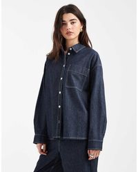 Object - Denim Top Met Knoopsluiting - Lyst
