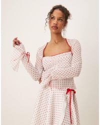 Tyler McGillivary - Franny Ruffle Sleeve Polka Dot Top Co-ord - Lyst