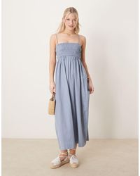 ASOS - Shirred Bust Cotton Sateen Maxi Sundress - Lyst