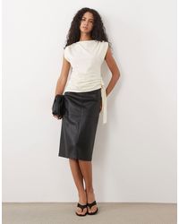 Mango - Faux Leather Pencil Midi Skirt - Lyst