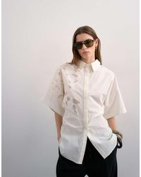 TOPSHOP - Oversized Cutwork Short Sleeve Shirt - Lyst
