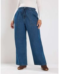 Yours Clothing - Tie Waist Wide Leg Jeans - Lyst