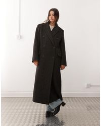 Weekday - Logan - manteau oversize en laine mélangé à chevrons - taupe - Lyst