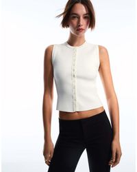 Bershka - Round Neck Button-up Vest - Lyst
