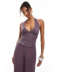 Pull&Bear - Top Met Textuur En Halternek - Lyst