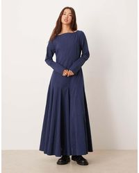 ASOS - Slash Neck Maxi Dress With Full Skirt - Lyst