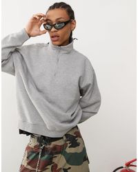 Weekday - Oversized Heavyweight Jersey Half Zip Sweatshirt - Lyst
