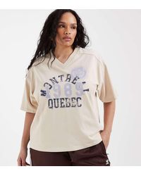 ASOS - Asos Design Curve V-Neck Relaxed Tee With Montreal Sports Graphic - Lyst