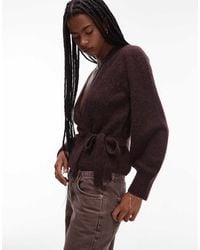 & Other Stories - Mohair And Wool Hairy Yarn Wrap Cardigan With Puff Sleeves - Lyst