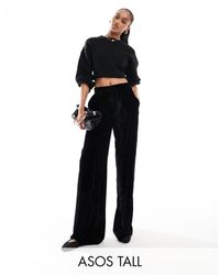 ASOS - Asos design tall - pantalon à enfiler en velours froissé - Lyst