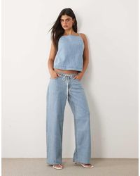 Abercrombie & Fitch - Lighweight Denim Wide Leg Tie-up Jeans Set - Lyst