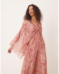 ASOS - Pleated Chiffon Twist Front Maxi Dress - Lyst