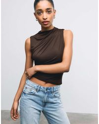 Stradivarius - Gathered Tulle T-shirt - Lyst