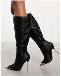 Public Desire - Finery Metal Detail Heeled Knee Boots - Lyst