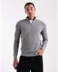 Only & Sons - Ribbed Half Zip Jumper - Lyst