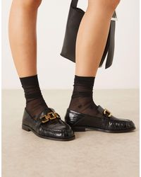 ASOS - Melrose Chain Detail Ruched Loafers - Lyst