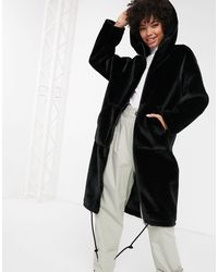 monki midi tailored coat in black