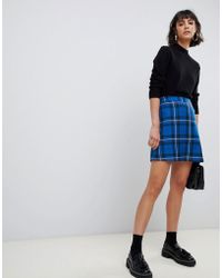ASOS Blau karierter Minirock in vollendeter A-Linie