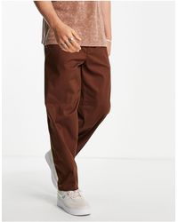 New Look Oversized Fit Pleated Smart Trousers - Brown