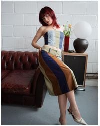 Labelrail - X Lara Adkins Patchwork Corduroy Awkward Length Skirt Co-ord - Lyst