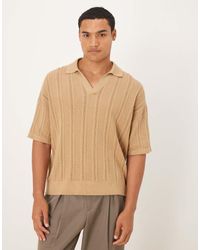 ASOS - Oversized Knitted Rib Notch Neck Polo - Lyst