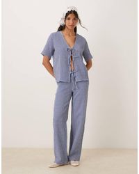 Jdy - Seersucker Wide Leg Trousers Co-ord - Lyst