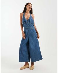 Wrangler - Denim Culotte Jumpsuit - Lyst