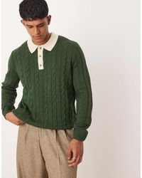 ASOS - Pull décontracté en maille torsadée à col polo - foncé - Lyst