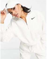 Nike Mini Swoosh Quarter Zip Sweatshirt - White