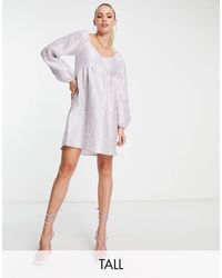 Pieces - Premium Puff Sleeve Babydoll Mini Dress - Lyst