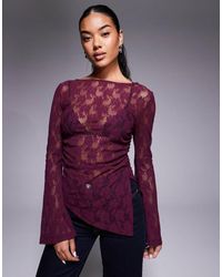 ASOS - Lace Angel Sleeve Top With Godet Detail - Lyst