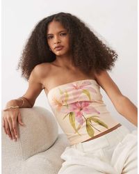 Miss Selfridge - Bandeau Tube Top With Flower Print - Lyst