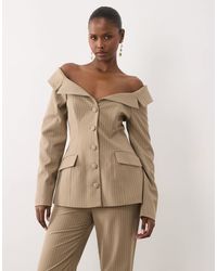 ASOS - Off The Shoulder Button Up Blazer - Lyst