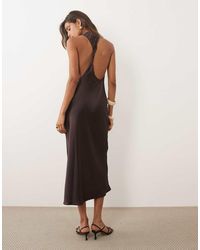 Mango - Satin Boat Neck Sleeveless Satin Midi Dress - Lyst