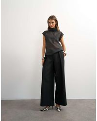 TOPSHOP - Tailored Pleat Detail Low Rise Wide Leg Trousers - Lyst