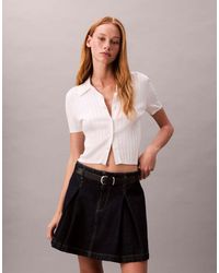 Calvin Klein - Denim Pleated Skirt - Lyst